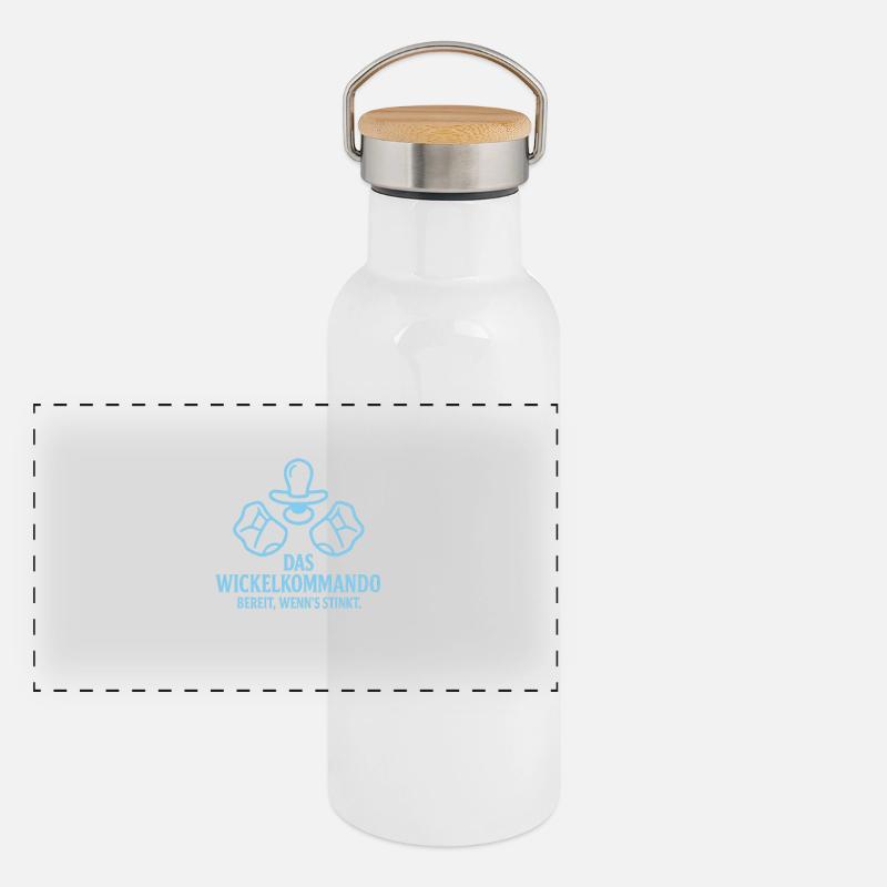 Das Wickelkommando - Panorama Thermosflasche mit Bambusdeckel - Weiß
