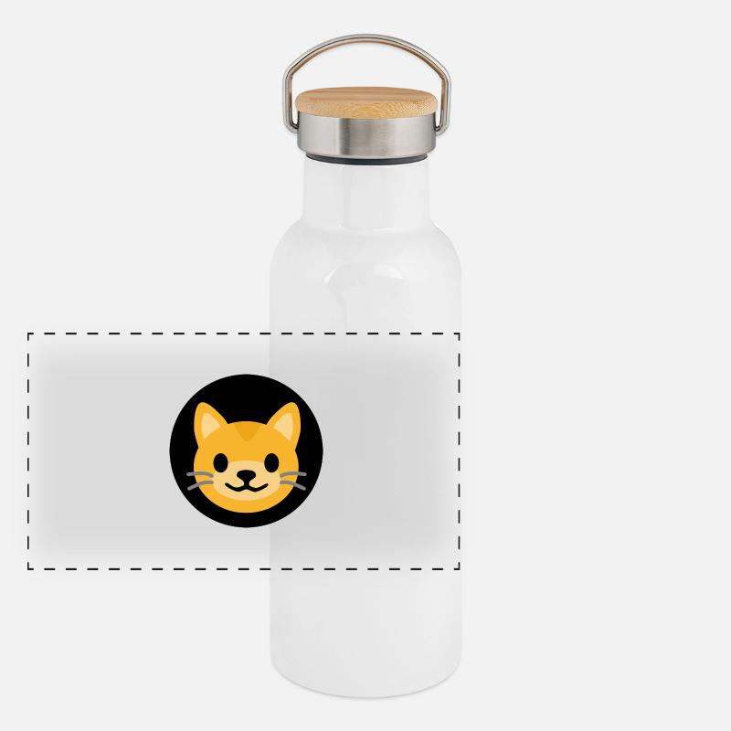 Visage de chat Noir | ~Relations avec NU | Vecteur Gourde isotherme avec bouchon en bambou