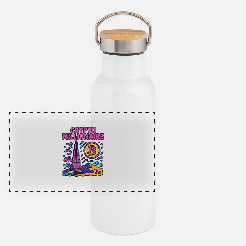 Dubai crypto Panorama Thermosflasche mit Bambusdeckel