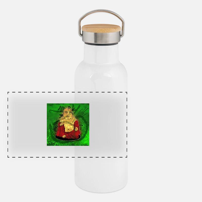 Buddha Panorama Thermosflasche mit Bambusdeckel
