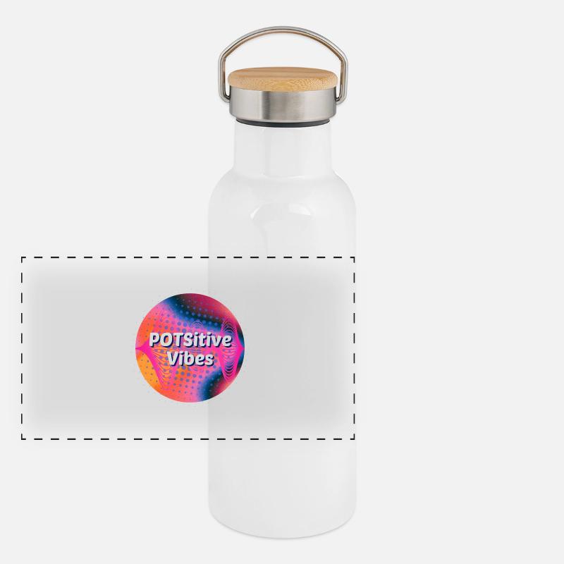 POTSitive Vibes Ondes de fond colorées Gourde isotherme avec bouchon en bambou