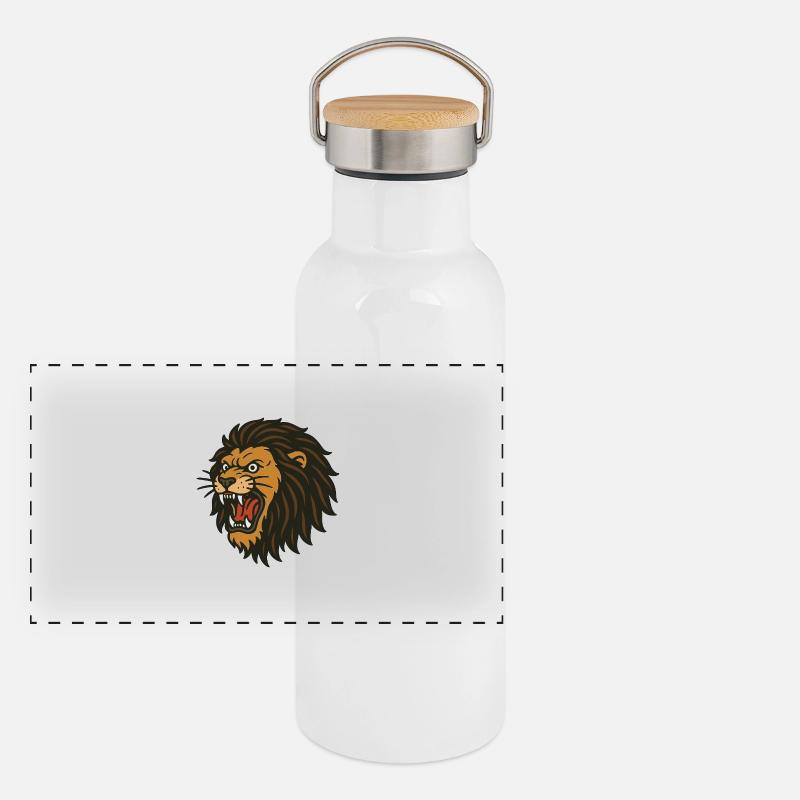 Roaring Lion Panorama Thermosflasche mit Bambusdeckel