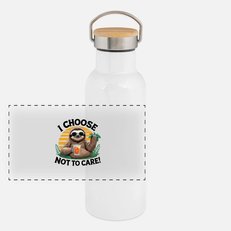 Lazy Sloth Vibes Panorama Thermosflasche mit Bambusdeckel