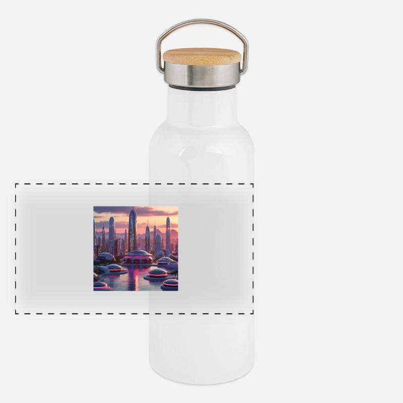 Kunst Panorama Thermosflasche mit Bambusdeckel