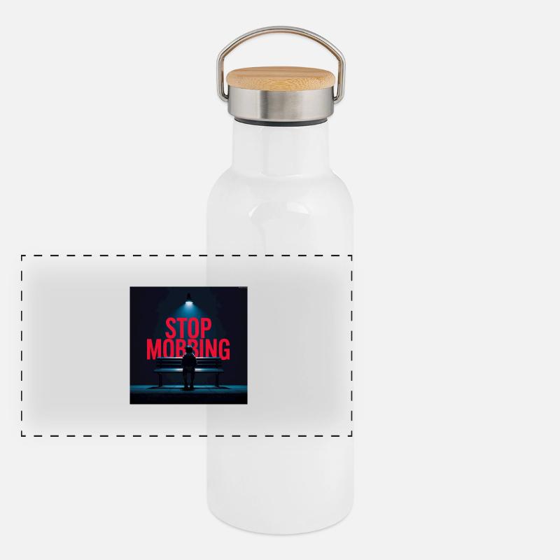 Stop Mobbing Panorama Thermosflasche mit Bambusdeckel