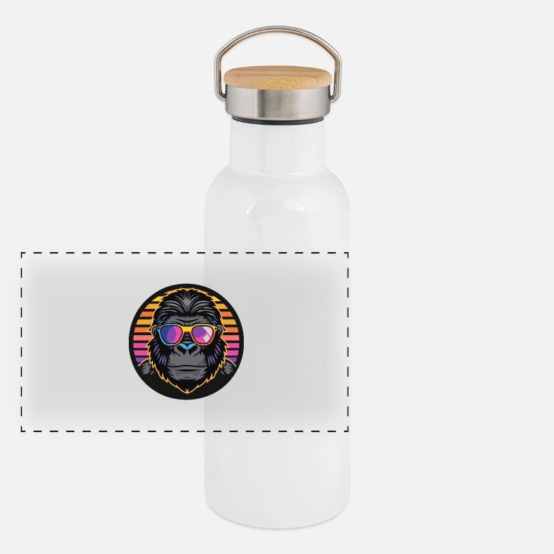 Gorilla Comic Cool Panorama Thermosflasche mit Bambusdeckel