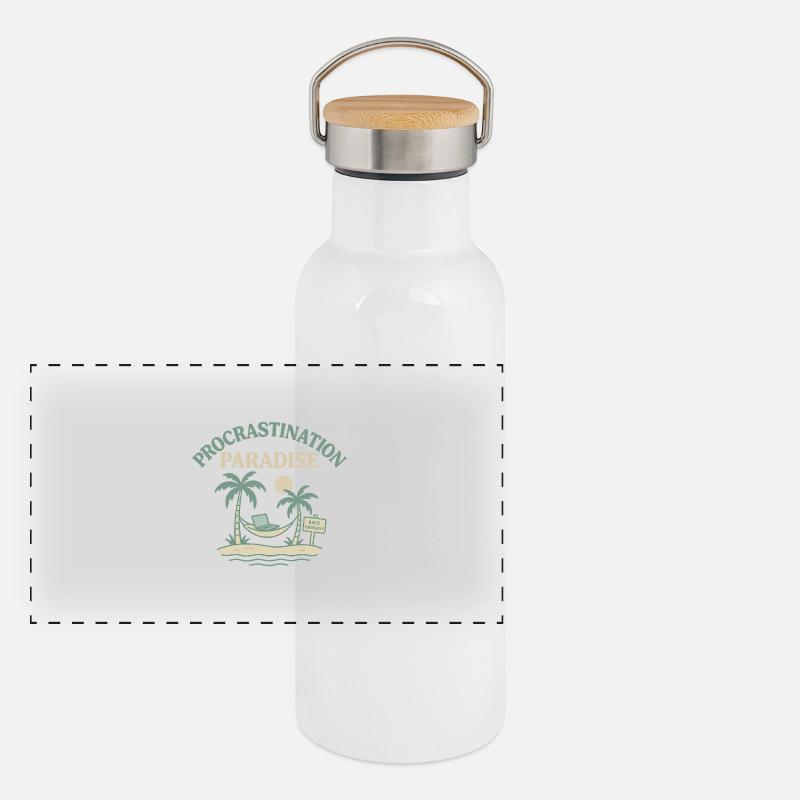 Procrastination Paradise Panorama Thermosflasche mit Bambusdeckel