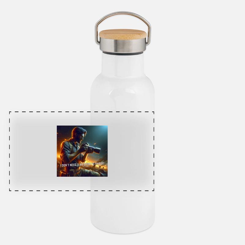 Fotograf im Einsatz Panorama Thermosflasche mit Bambusdeckel