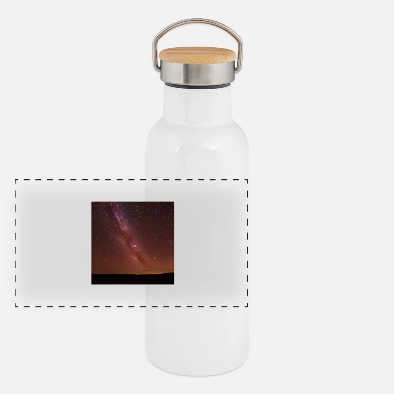 Starry sky comparison image Panoramic Thermal Bottle with Bamboo Lid