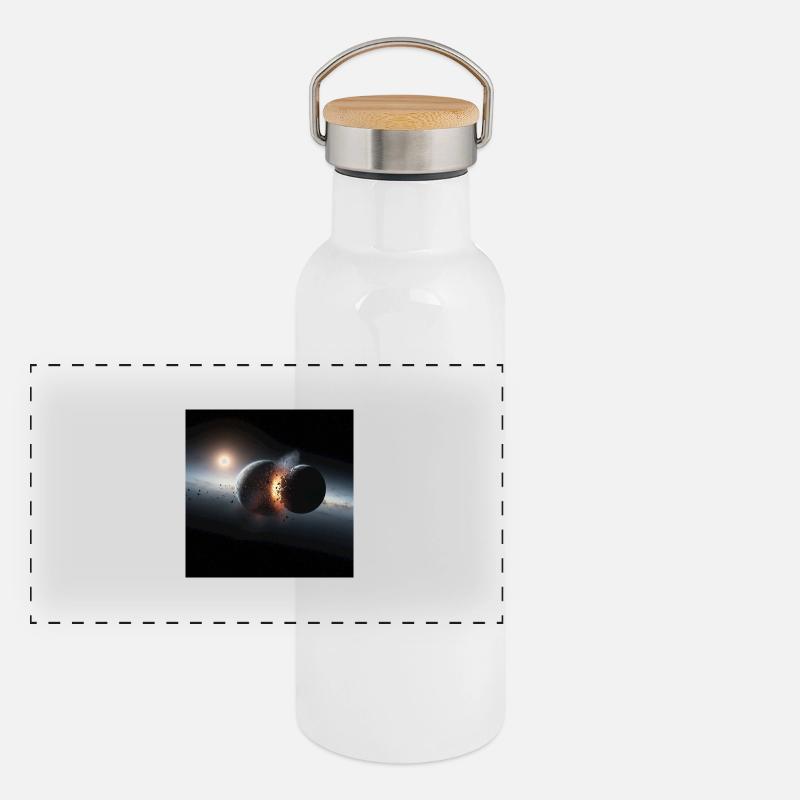 Kosmisches Eclipse Design Panorama Thermosflasche mit Bambusdeckel