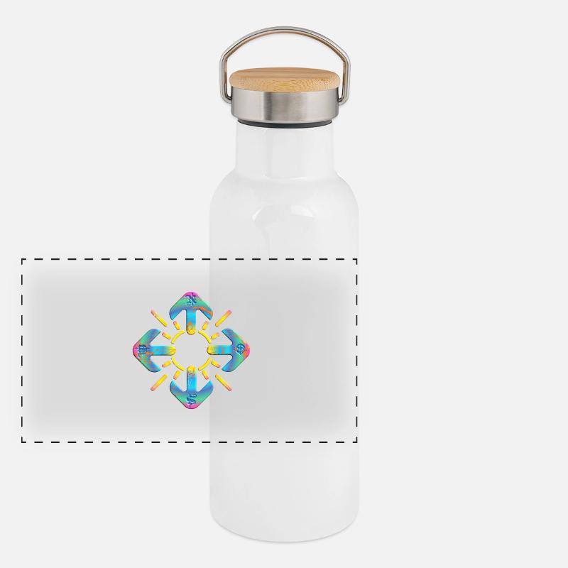 Kompass Panorama Thermosflasche mit Bambusdeckel