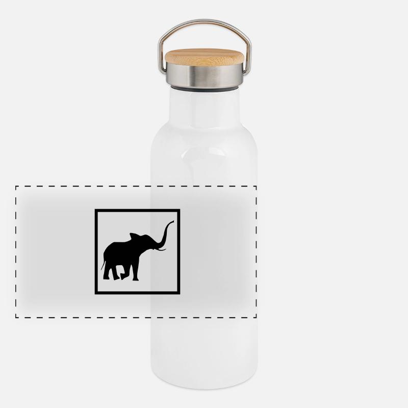 Elefant Tier Zoo Giraffe Affe Fun Achtung Panorama Thermosflasche mit Bambusdeckel