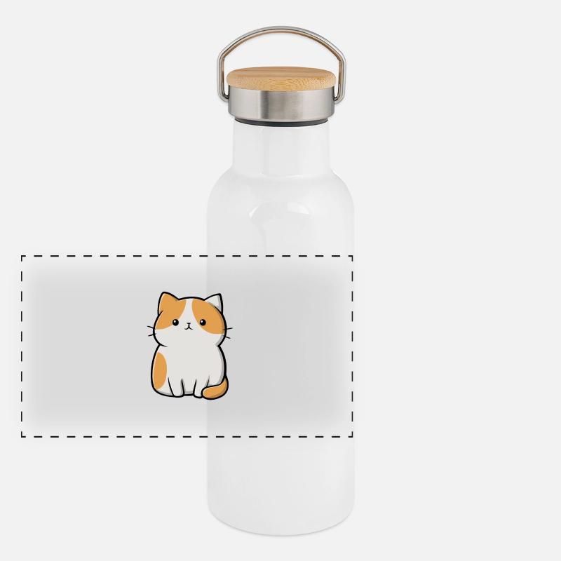 süße Katze, Haustier Panorama Thermosflasche mit Bambusdeckel