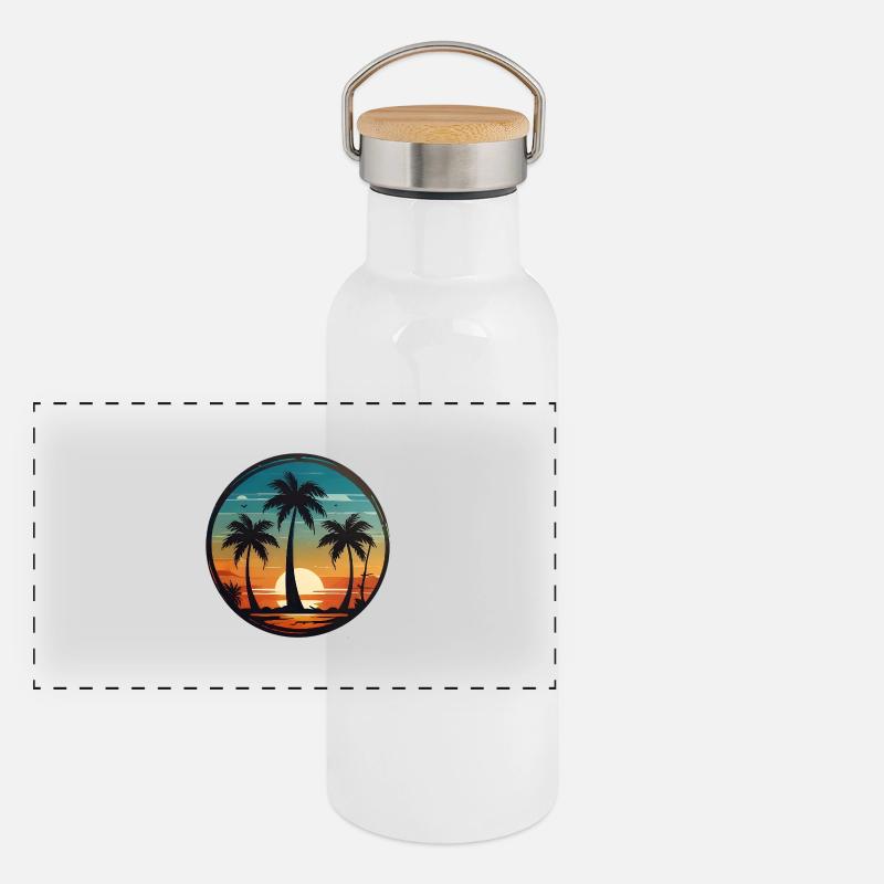 Palm trees about the West Panoramic Thermal Bottle with Bamboo Lid