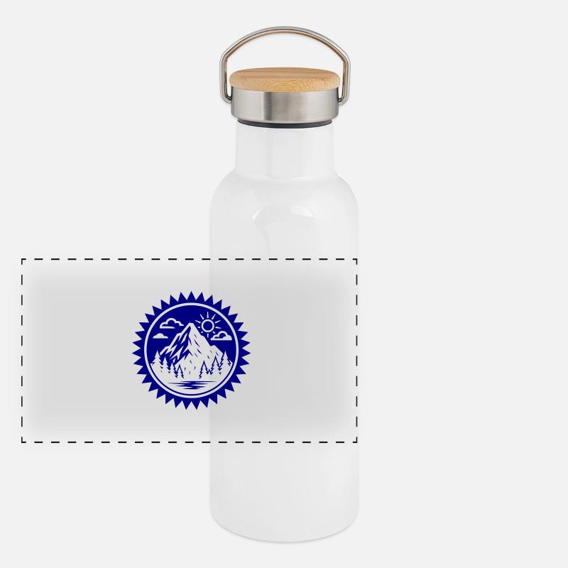 Mountains Nature Logo Panoramic Thermal Bottle with Bamboo Lid