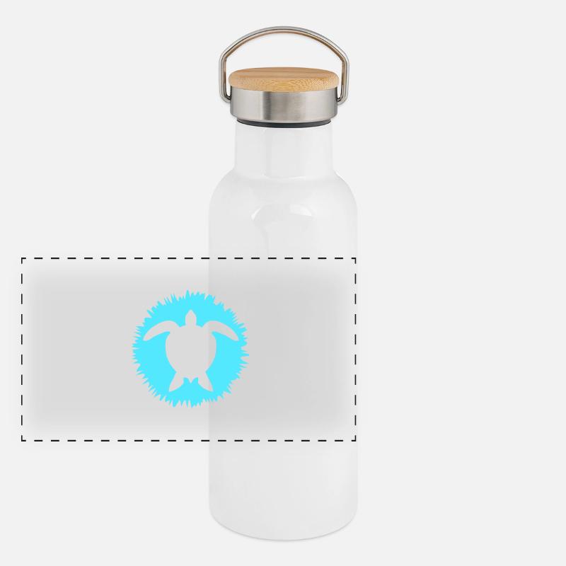 Water turtle flower pretty silhouette pattern Panoramic Thermal Bottle with Bamboo Lid