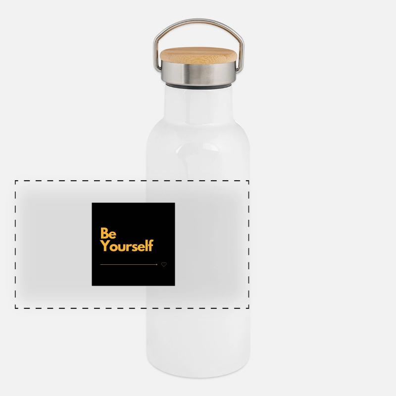 BE YOURSELF Selbstliebe Panorama Thermosflasche mit Bambusdeckel