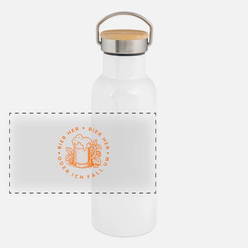 Bienen hier - Oder ich fall um! Panorama Thermosflasche mit Bambusdeckel