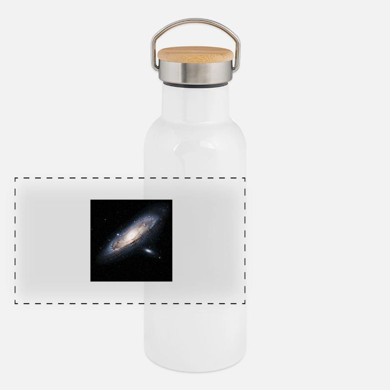Galactic Spiral Galaxy Print Panoramic Thermal Bottle with Bamboo Lid