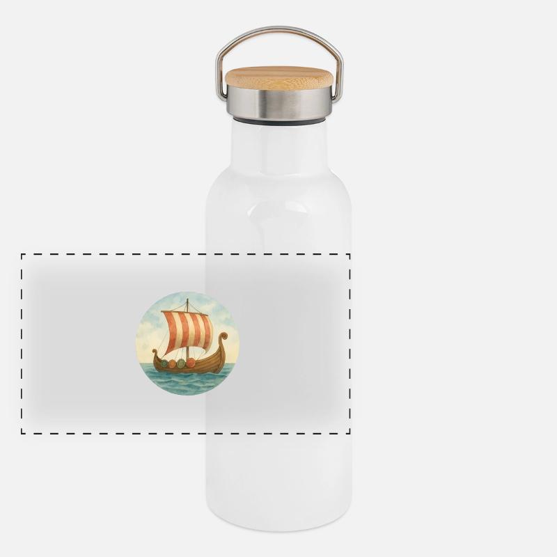 Viking Ship Panoramic Thermal Bottle with Bamboo Lid