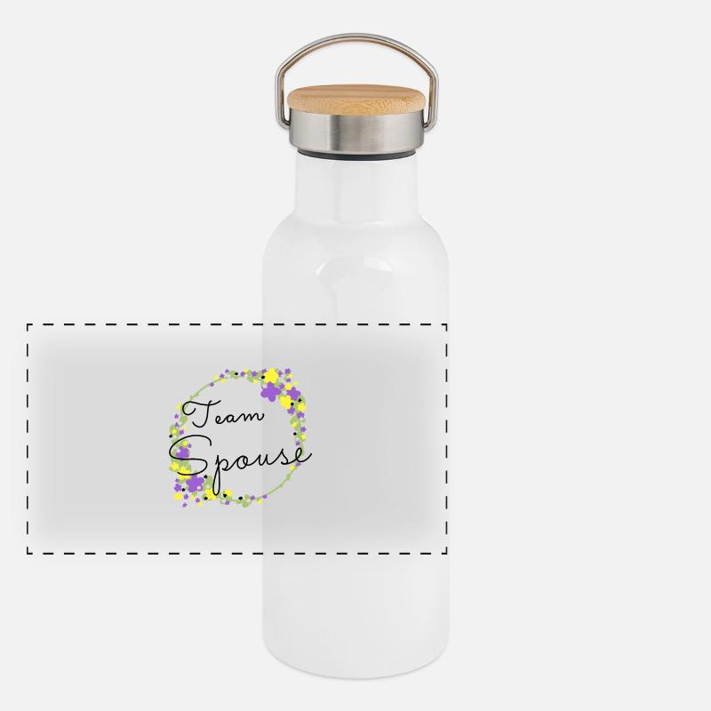 Team Spouse non binary/Team Verlobte:r nicht binär Panorama Thermosflasche mit Bambusdeckel
