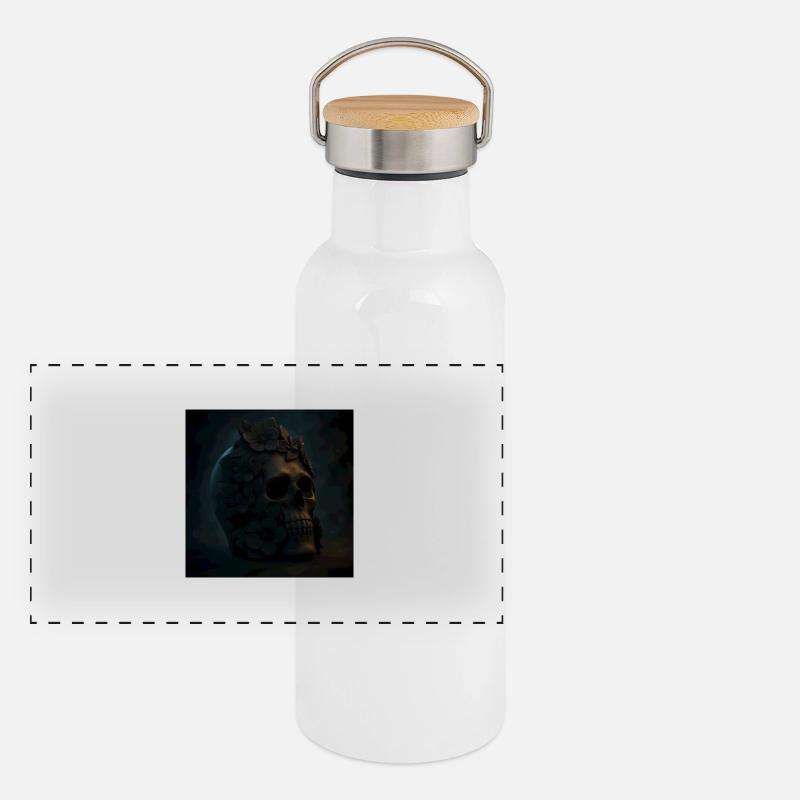 Halloween Kürbis Skelett Kostüm Geschenk Panorama Thermosflasche mit Bambusdeckel