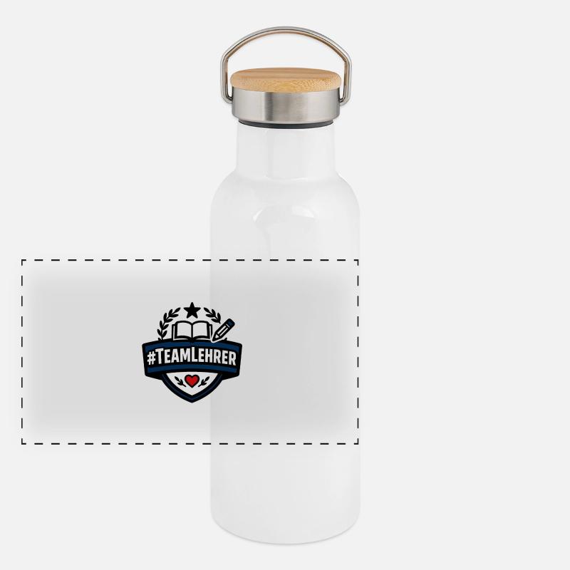 Hashtag Team Lehrer Panorama Thermosflasche mit Bambusdeckel