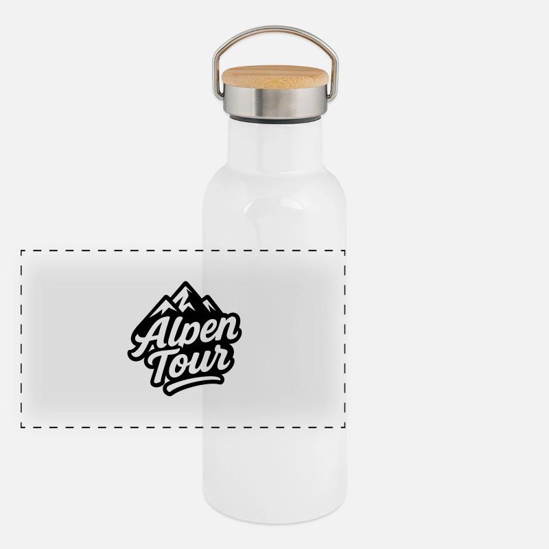 Alps Tour Mountains Panoramic Thermal Bottle with Bamboo Lid