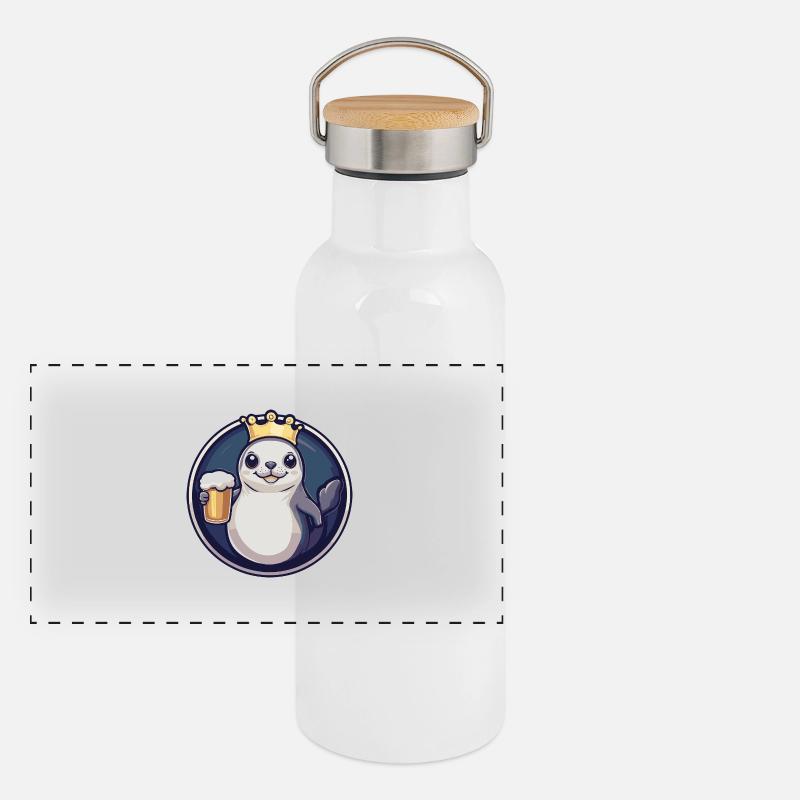 Robbe Tier Bier Panorama Thermosflasche mit Bambusdeckel