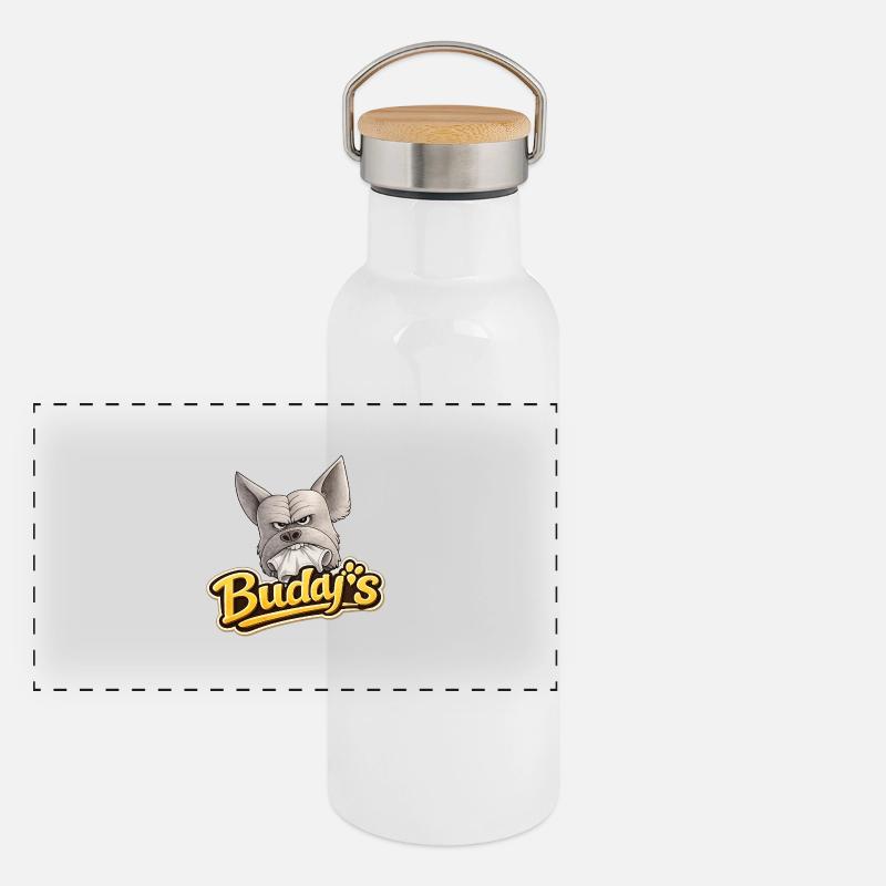 Logo du Bulldog de Buddy Gourde isotherme avec bouchon en bambou