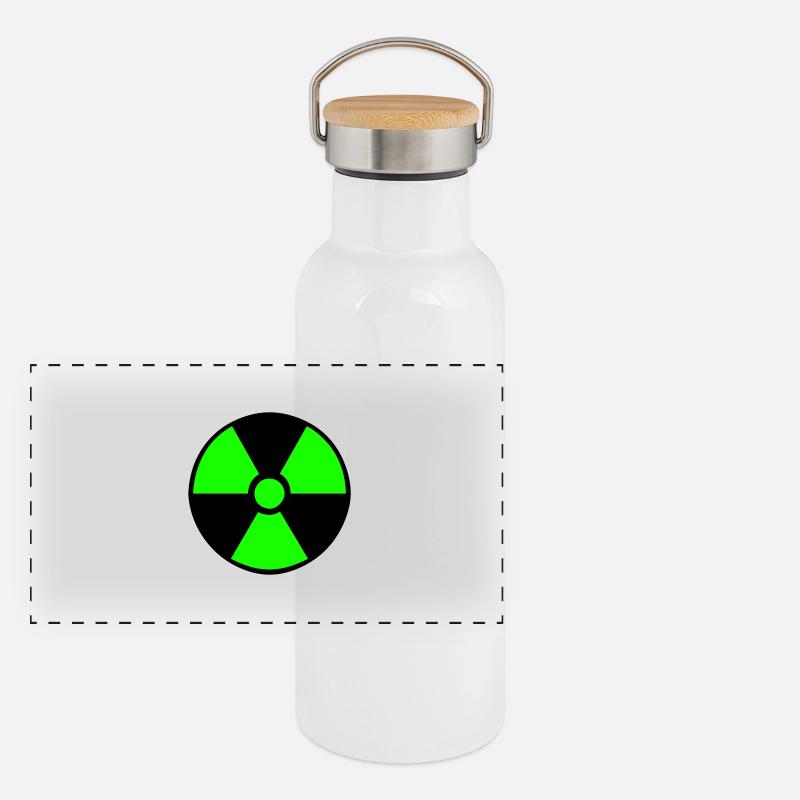 Atomsymbol Panorama Thermosflasche mit Bambusdeckel