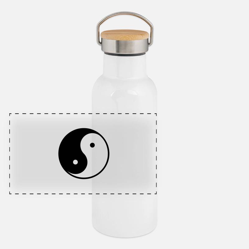 Ying und Yang Panorama Thermosflasche mit Bambusdeckel