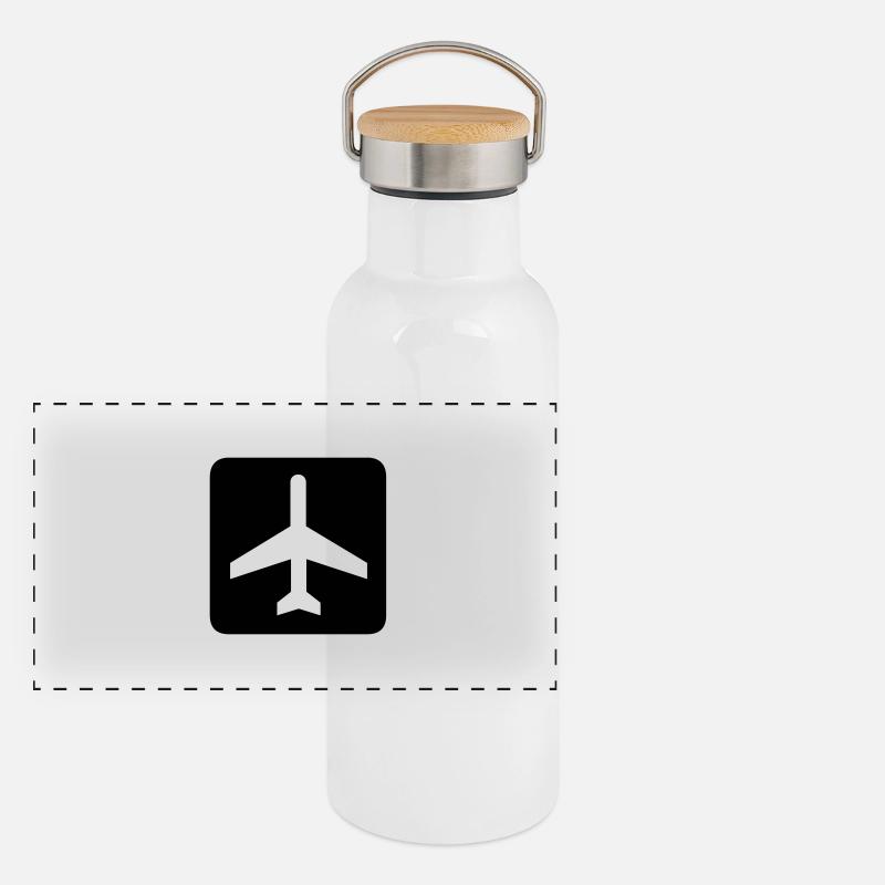 Flugzeug,Jet,Flughafen,Landebahn Panorama Thermosflasche mit Bambusdeckel