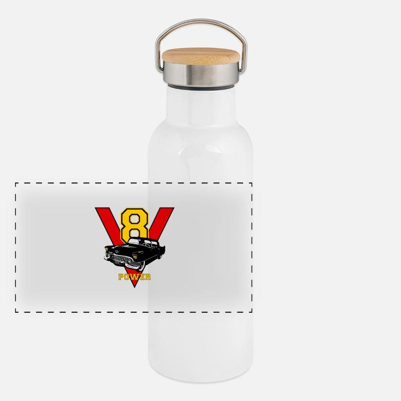 v8 Panorama Thermosflasche mit Bambusdeckel