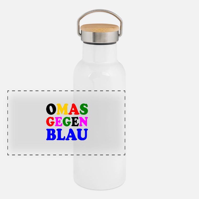 Omas gegen blau Panorama Thermosflasche mit Bambusdeckel