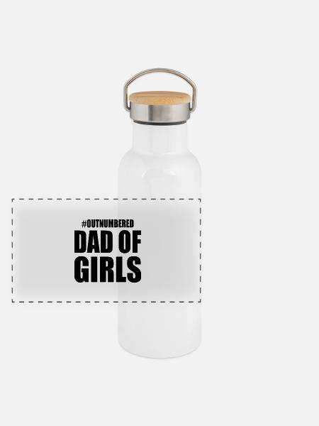 Dad of girls - Panorama Thermosflasche mit Bambusdeckel - Weiß - Vorne
