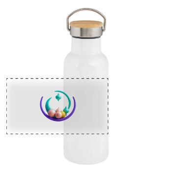 Ramadan Gift Eid Mubarak Islam Allah Muslim - Panoramic Thermal Bottle with Bamboo Lid - white - Front