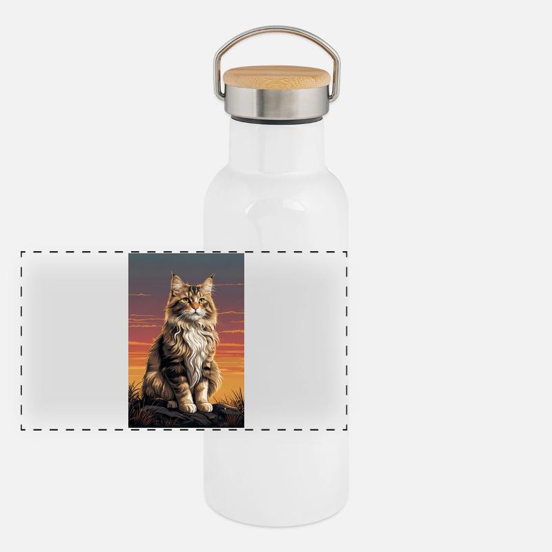 Chat des forêts norvégiennes Gourde isotherme avec bouchon en bambou