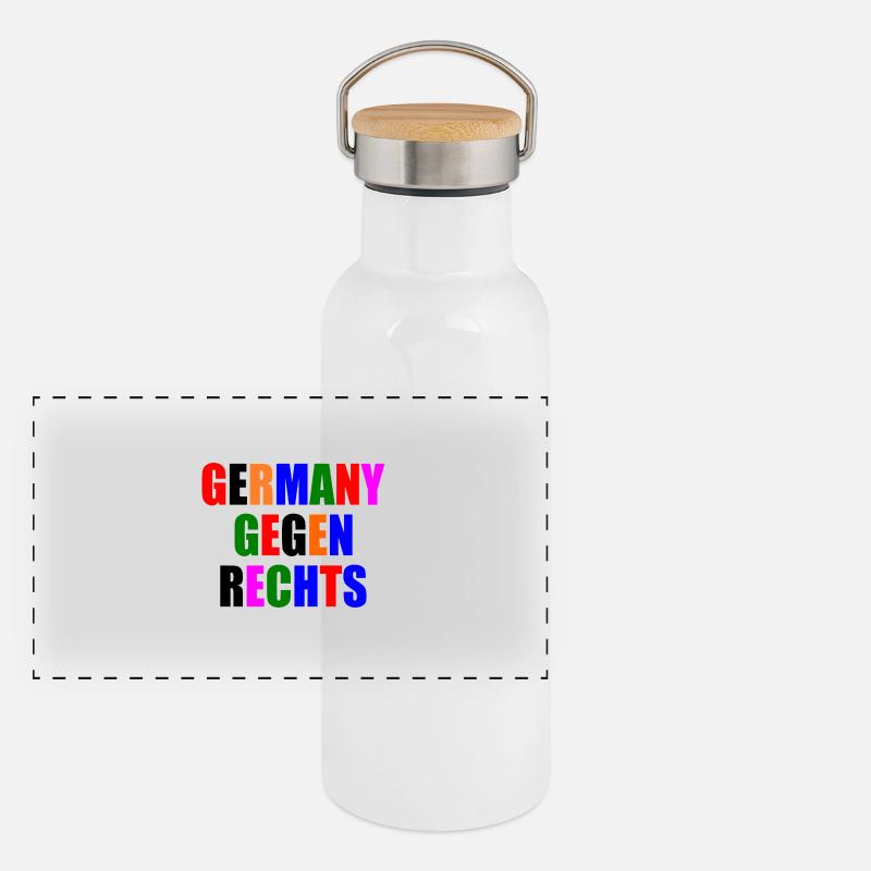 Deutschland gegen rechts Panorama Thermosflasche mit Bambusdeckel