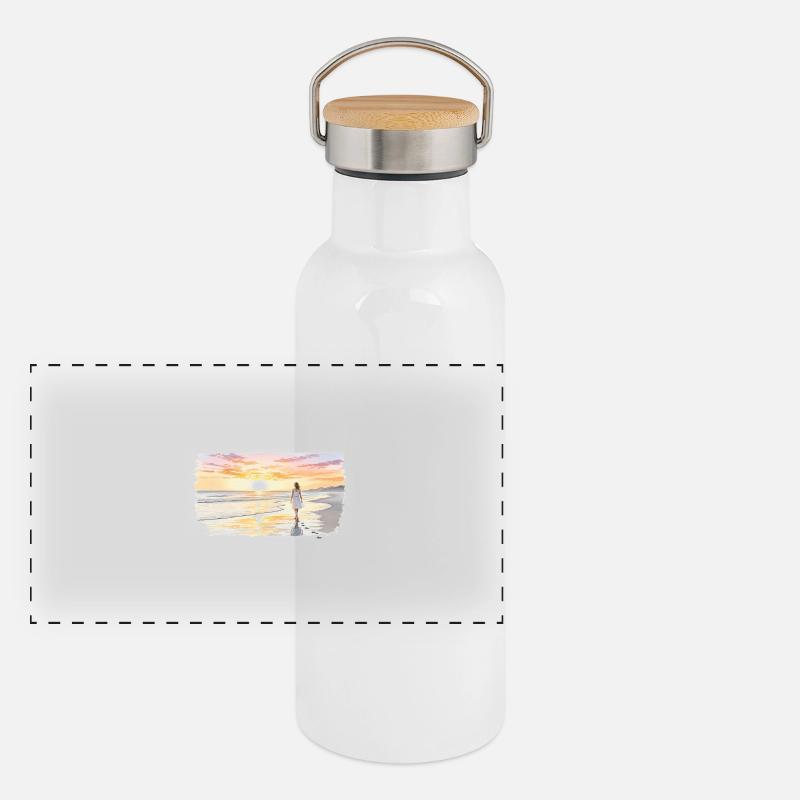 Murmure du coucher de soleil Gourde isotherme avec bouchon en bambou