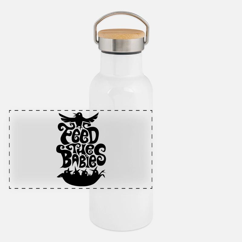 feed the Babies ! Futter Totem Vogel Nest sixties Panorama Thermosflasche mit Bambusdeckel