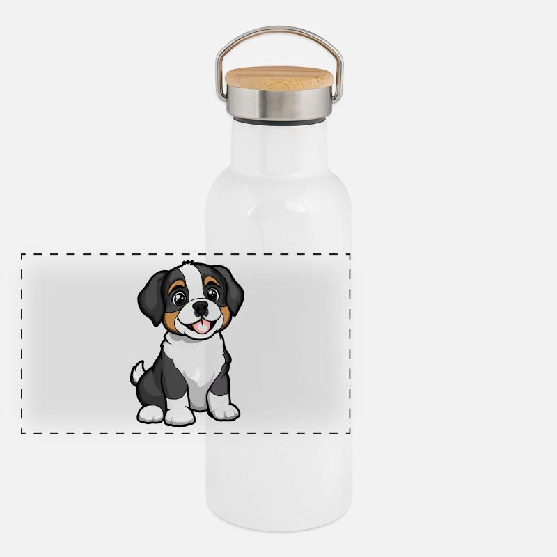 Chien Saint-Bernard Mignon Gourde isotherme avec bouchon en bambou