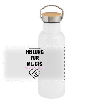 CURE POUR MOI/CFS I - rose 💕 - Gourde isotherme avec bouchon en bambou - blanc - Devant