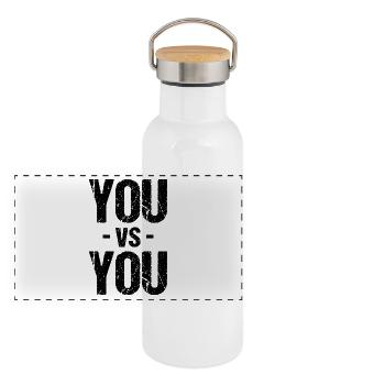 Vous contre Vous - Gourde isotherme avec bouchon en bambou - blanc - Devant