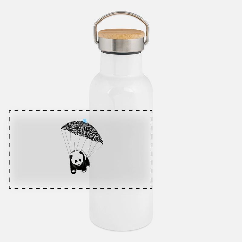 Pandabär Panorama Thermosflasche mit Bambusdeckel