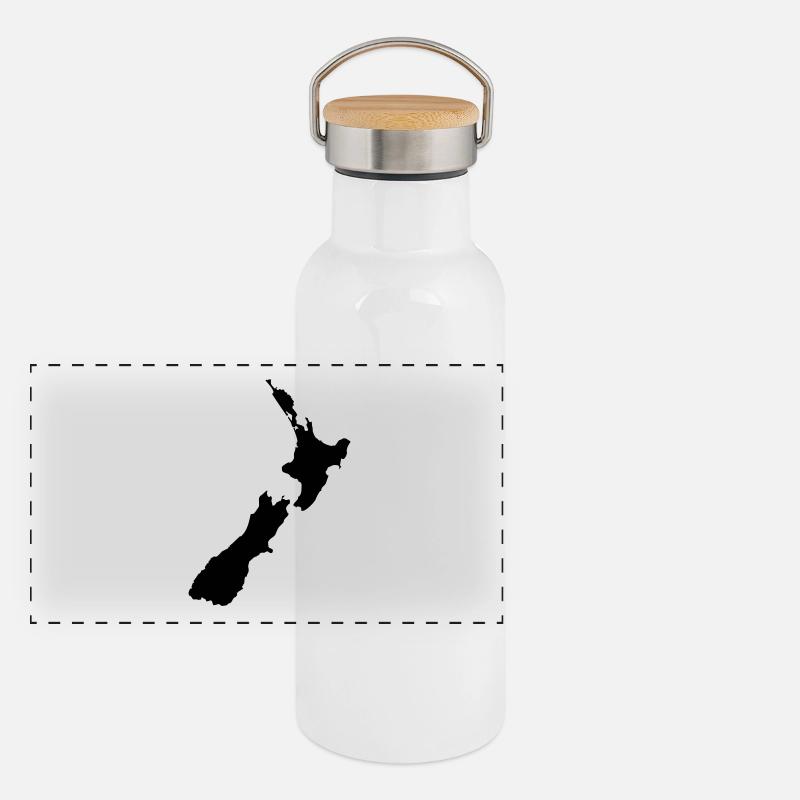Map NZ Panorama Thermosflasche mit Bambusdeckel