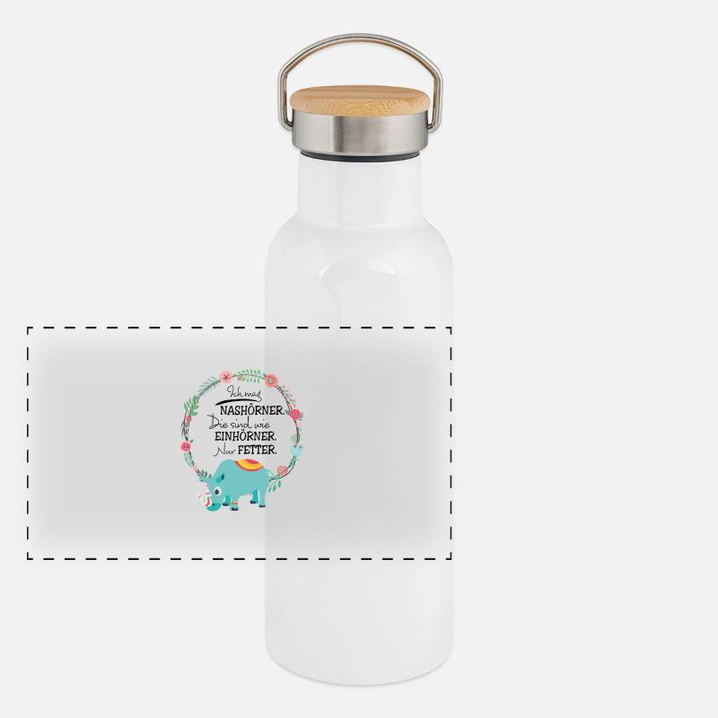 Nashorn Einhorn süß Panorama Thermosflasche mit Bambusdeckel