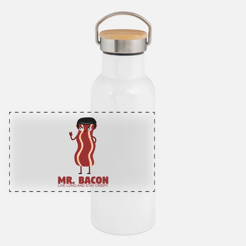 Mr.Bacon - Vivez longtemps et restez croustillant Gourde isotherme avec bouchon en bambou