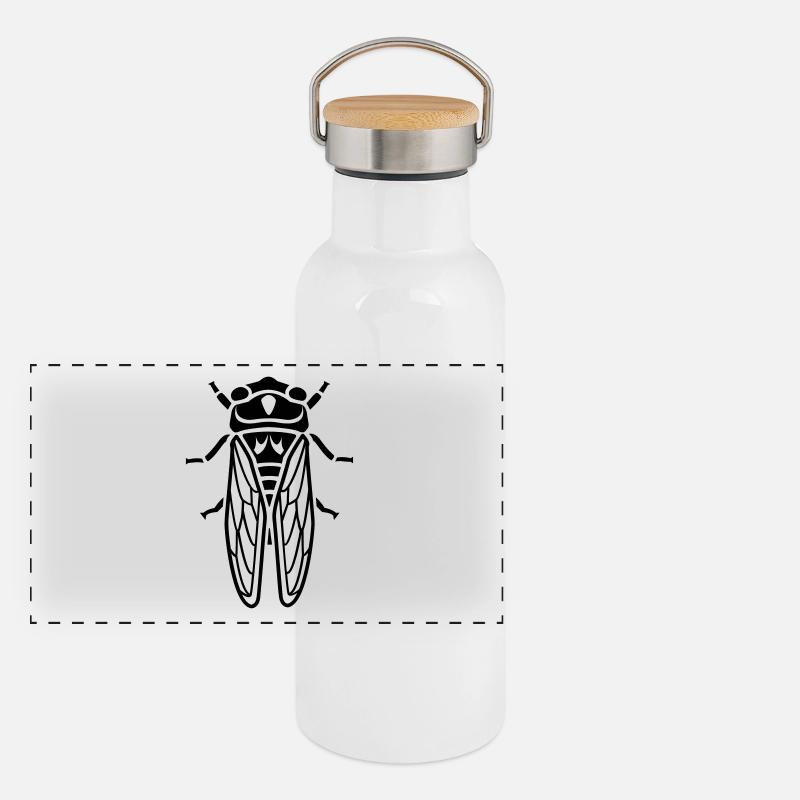 Cicada - insect Panoramic Thermal Bottle with Bamboo Lid