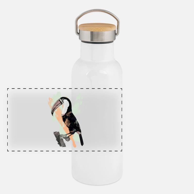 Aquarelle Toucan Gourde isotherme avec bouchon en bambou